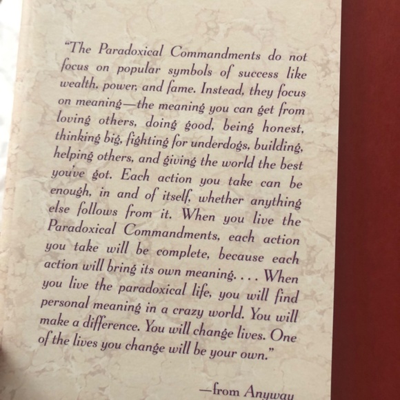 Anyway - The Paradoxical Commandments hardcover book - Picture 4 of 5
